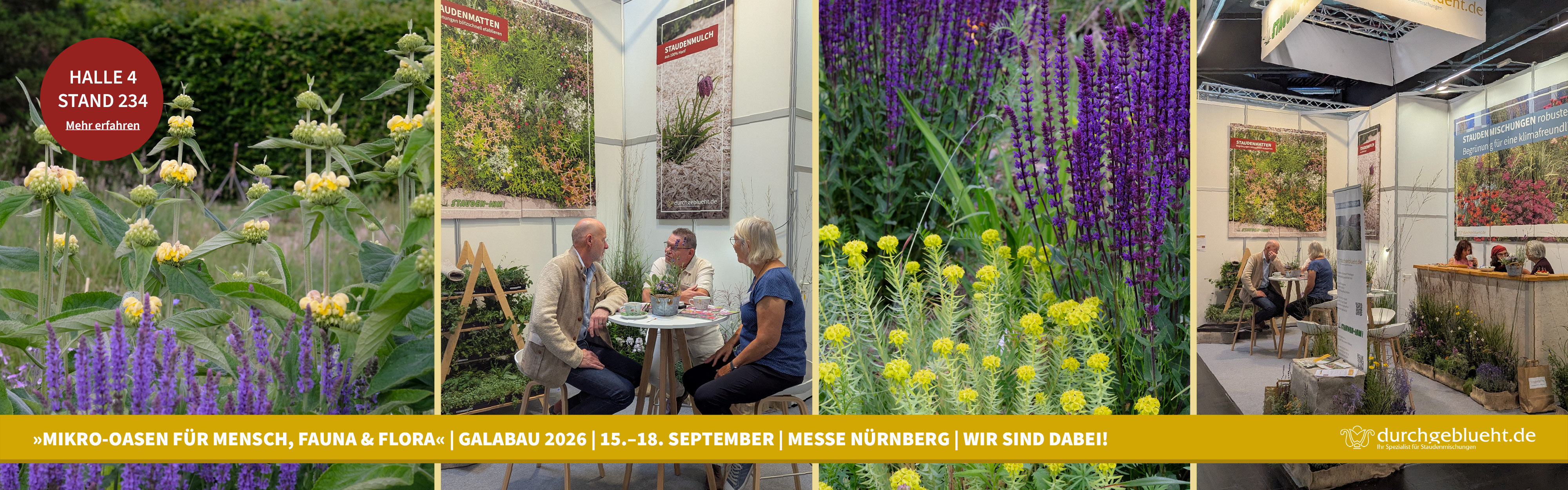 "Mikro-Oasen für Mensch, Fauna & Flora" | GaLaBau 2026 | 15.-18. September | Messe Nürnberg | Wir sind dabei! – Halle 4, Stand 234 – Mehr erfahren